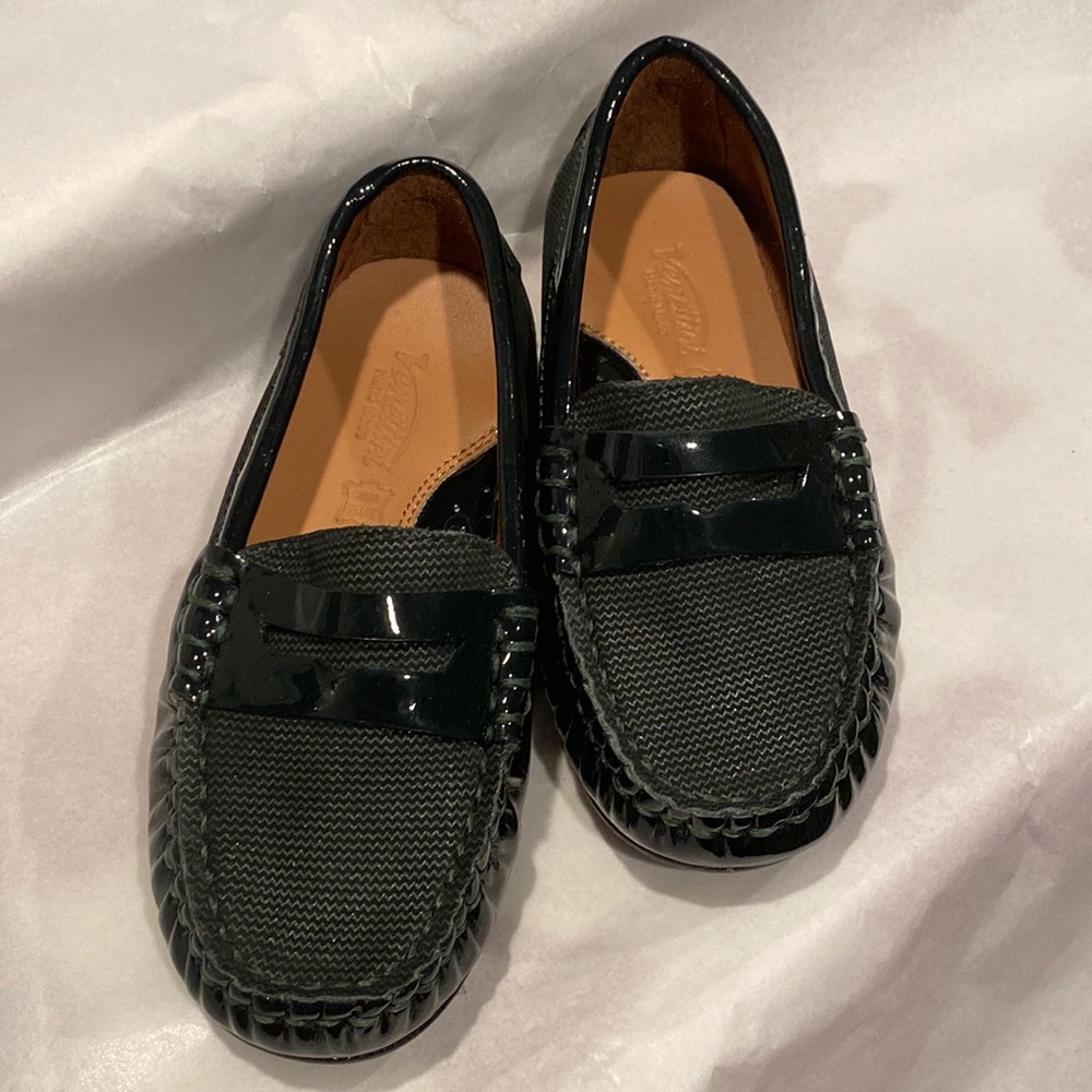 Venettini Mystic Leather Loafer  Hunter Green, knit leather  Size Eu 24